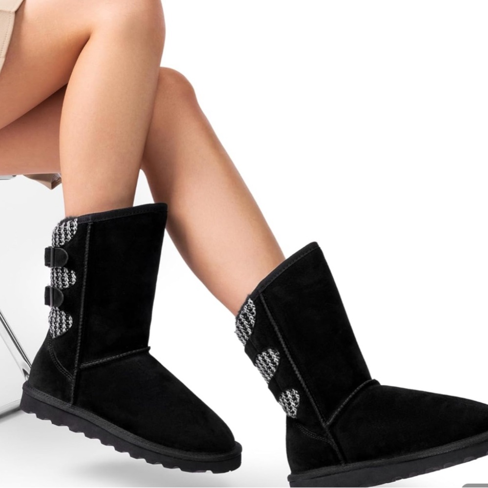 Dream Pairs -women’s Mid Calf winter Snow Boots Faux Fur booties suede leather 9